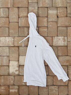 Ralph Lauren White Pullover Hoodie with Navy Pony